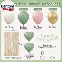 Pink and Sage Green Birthday Decorations with Light Pink Sage Green Sand White M