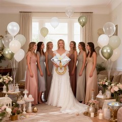 Gold and White Diamond Ring Balloons, Pearl White Beige Gold Double Latex Bal…