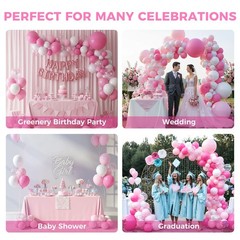 150 PCS Pink White Balloons Different Size of 18 12 10 5 Inch, Pink Confetti …