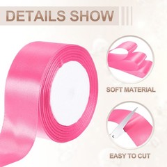1.5 Inches x 24 Yards Satin Ribbon Roll Gift Wrapping Ribbon, Peach Pink