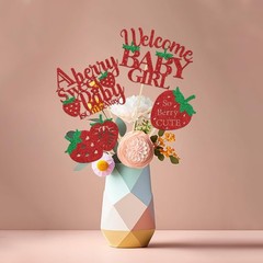 12 PCS Strawberry Baby Shower Centerpiece Sticks Berry Sweet Theme Decoration
