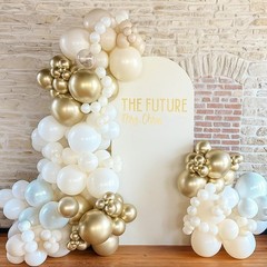 White and Gold Balloon Garland Arch Kit, Pearl White Chrome Gold Balloons for…