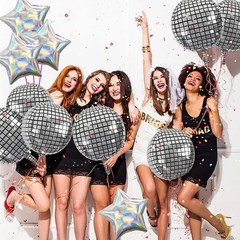 8 Pcs 22 inch Disco Balloons Silver Star Balloons for 70s Disco Party Dancing…