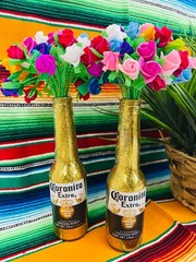 Handmade Glittered Corona Extra Beer Bottles – Set of 2 Glass Bottles