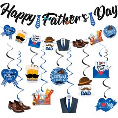 Happy Father’s Day Banner Decorations and Ceiling Hanging Swirls for Party, Love