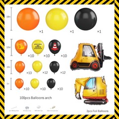 102pcs Construction Birthday Party Decorations Balloon Garland Arch Kit
