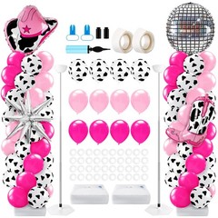 2 Sets Disco Cowgirl Balloon Column Stand Kit with 4d Cowgirl Hat Boots Disco…