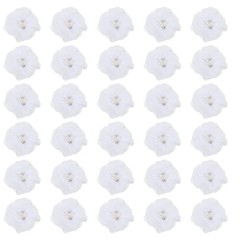 30Pcs 2″ Chiffon Flowers with Rhinestone Pearl Sewing Fabric Flowers, White