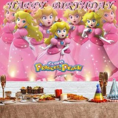 Princess Peach Toadstool Party Supplies Backdrop Banner Vinyl Birthday Gift