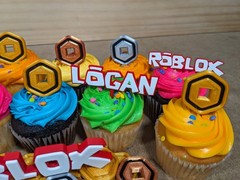 Retro Roblox Birthday Party Cupcake Donut or Pastry Toppers Roblox Retro Font