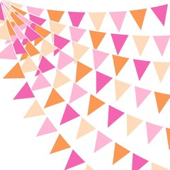 32Ft Orange Pink Party Decorations Hot Pink Orange Pennant Banner Fabric Tria…