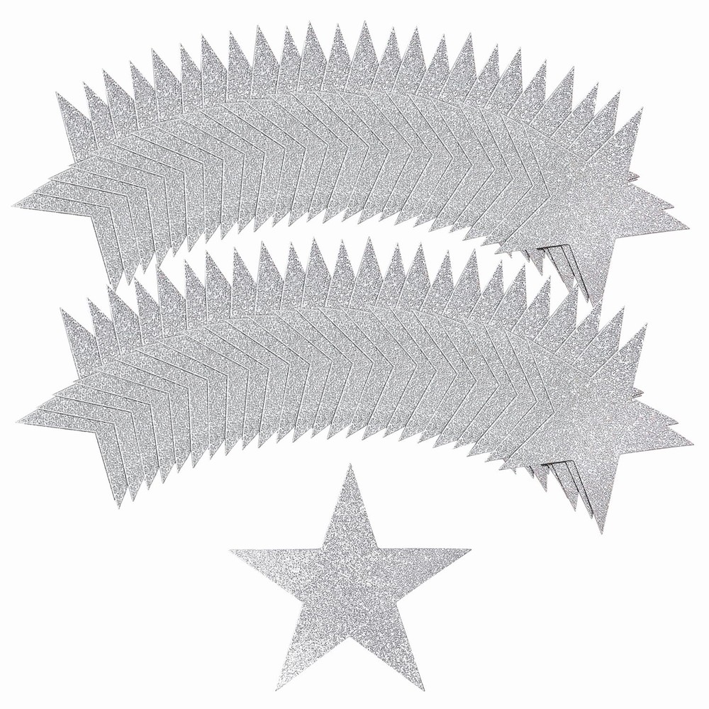 108 Pcs Glitter Silver Five Star Cutouts 6 Inch Cardboard Stars Cut-Outs Wall…