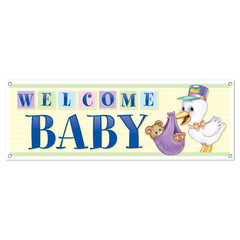 Welcome Baby Sign, Backdrop, Banner, Baby Shower, New Baby, 5 ft x 21″