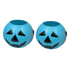 2 Pcs Pumpkin Containers for Candy Trick Treat Bucket Pail Kids Halloween