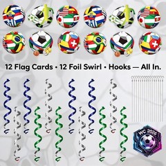 Soccer Party Decorations 12 Pcs Streamers Flags World Cup 2026 Theme