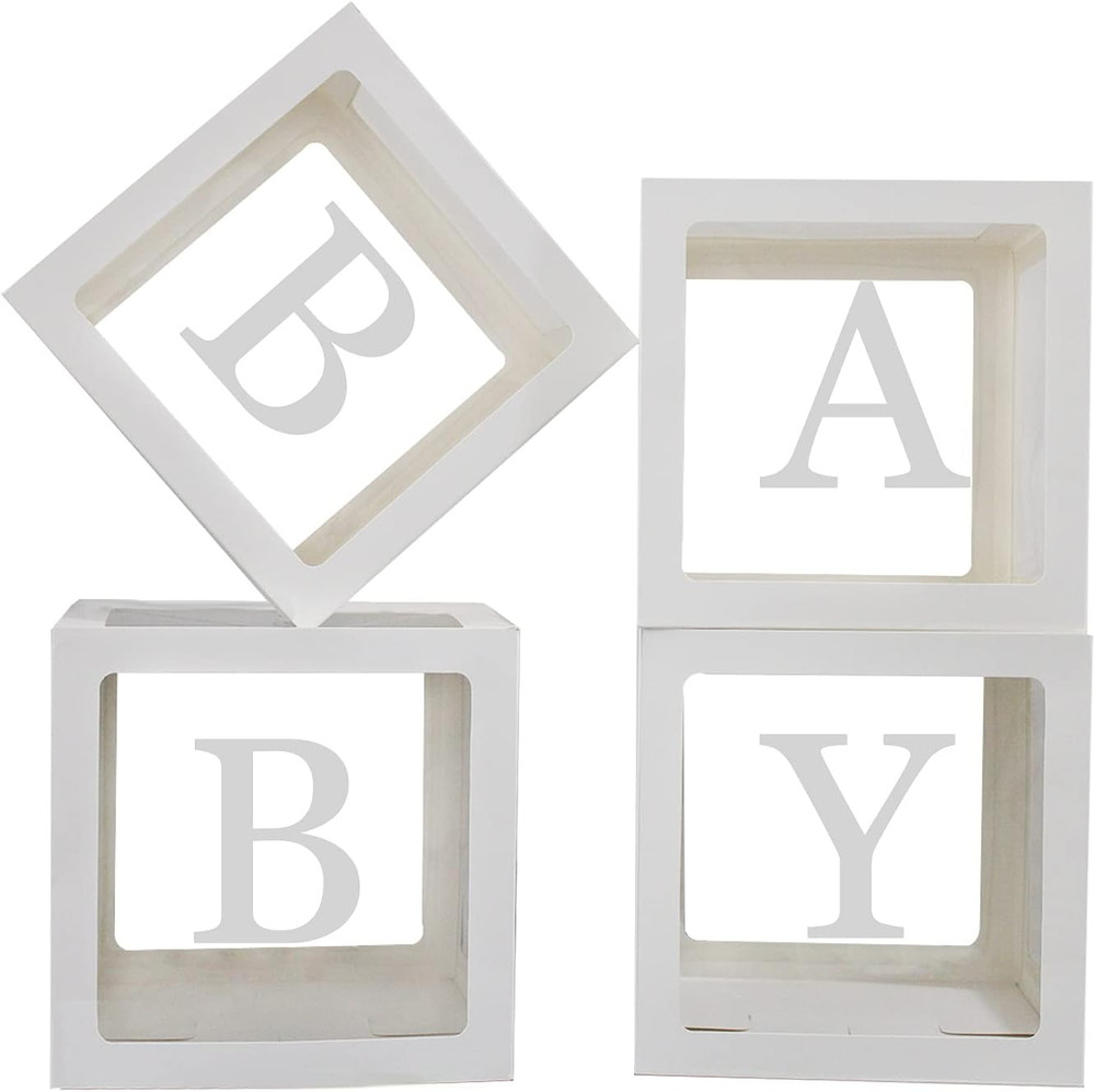Baby Boxes with Letters for Baby Shower,Clear Baby Shower Decorations Block Boxe