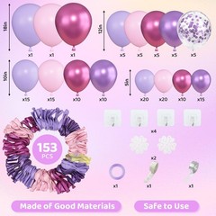 153pcs Pink Purple Balloon Garland Arch Kit, Different Sizes 18 12 10 5 inch …