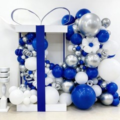 60pcs Blue and Silver Balloons, 12inch Royal Blue White Metallic Silver Party…
