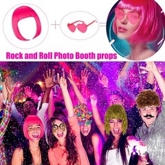 50 Pcs Rock Party Photo Booth Props Set for Adults, Funny Rock Star Party Sun…