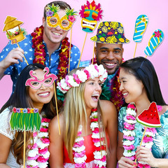 Luau Party Decorations, 30PCS Hawaiian Photo Booth Props Kit, Tropical Aloha Th