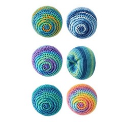 Knitted Footbags Set 6 Pack Hand Crafted Cotton for Agility Balance Practice