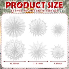 Epakh 18 Pcs Large Paper Snowflakes Hanging Winter Decoration 3D Paper