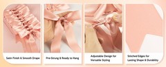 Champagne Bow Garland Banner 1 String 9 PCS, Pre-Strung Satin Ribbon Bow