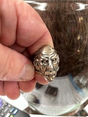 Nosferatu Face Plated Brushed Finish Brass Ring – Trick Or Treat Studios Size 9