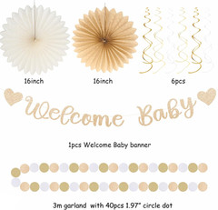 Champagne-Gold Fall Boho Baby Shower Party-Decorations – 21Pcs Girls Welcome Bab