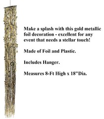 Metallic Gold Stars Streamers Hanging Circular Column 8-ft Tall Party Decor #100