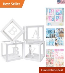 Baby Boxes with Letters for Baby Shower, Gender Reveal Decorations with 4 Tra…