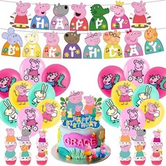 Peppa Pig Birthday Party Decorations Suppplies Set Banner Balloons Cake Toppers