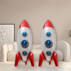 2Pcs 4D Rocket Design Balloons Set, Red Large Rocket Balloon, Outer Space Foi…