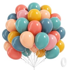 60pcs Boho Rainbow Balloons Assorted Colors 12inch with Slate Dusty Colorful