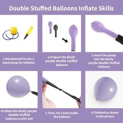 Double Stuffed Balloons Different Size 115Pcs 5/10/12/18″ Light Dusty Purple