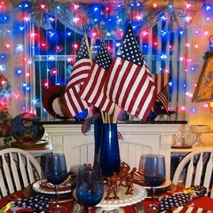 Plug-in 4th of July 100-LED String Lights, 33ft Red White Blue Indoor/Outdoor