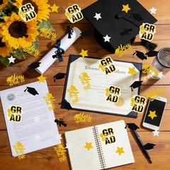 200 PCS Glitter Gold Black Graduation Confetti Class Of 2026 Table Decor