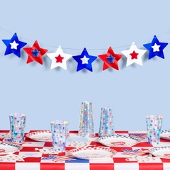 , Red, White + Blue Star Banner | 5.5 Ft. | 4th of July Garland, USA Decorati…