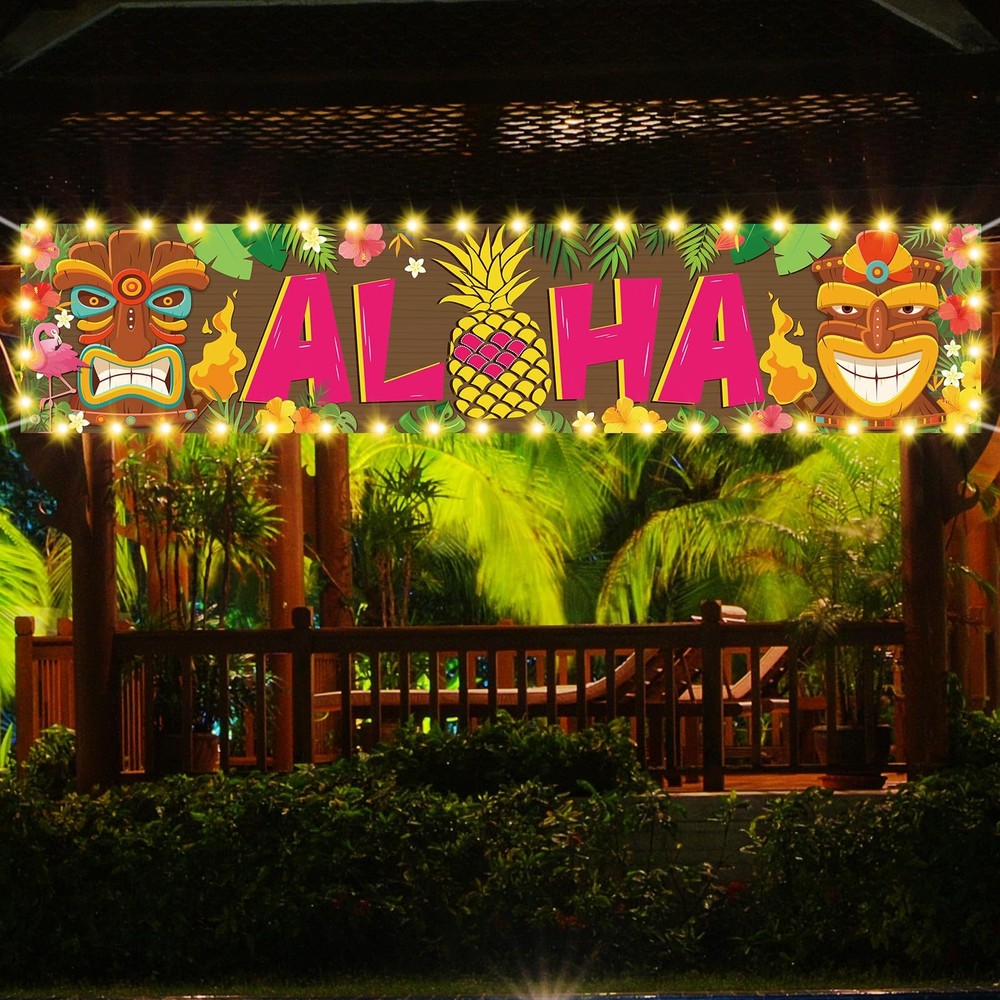 OuMuaMua Hawaiian Luau Party Decorations, Aloha 70.86″ x 15.66″, Multicolor