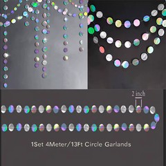Iridescent Paper Leaf Snowflakes Garland Mermaid Birthday Tea Party Hanging