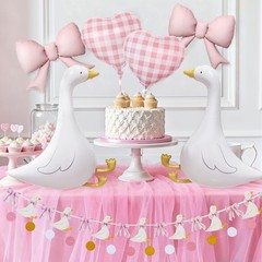 One Silly Goose Birthday Décor – Funny Goose Balloons Pink Gingham Heart Bow …