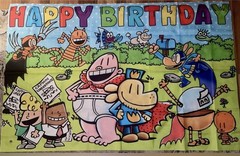 Captain Underpants and Dog Man Birthday Banner & 18 Balloons Backdrop 5ft x 3ft