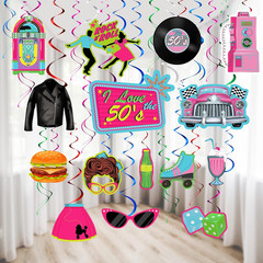 30 Pieces 1950’S Rock and Roll Party Decorations Sock Hop 50S Foil Swirl Rock Th