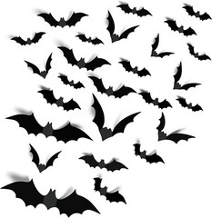 Halloween Party Decorations Bats Wall Decor 140PCS Realistic PVC 3D Black