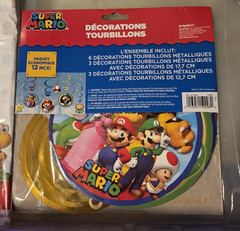 2015 Nintendo Super Mario Party Supplies Tablecloth, Hats, 12 Swirl Decorations