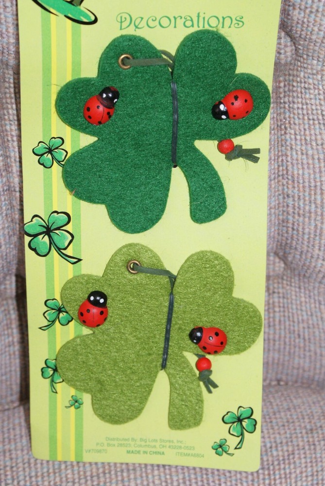 St. Patrick’s Felt Shamrock & Ladybug Hanging Decorations New Fast Shipping