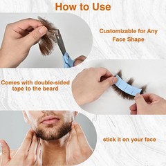 Realistic Human Hair Fake Beard & Mustache Kit – Full Hand Tied Goatee with I…