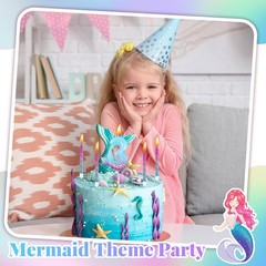 MTLEE 13 Pcs Birthday Candles Set 1 Mermaid Candle with 12 Purple