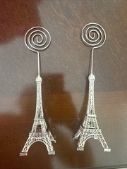 Eiffel Tower Memo, Card, Paper Photo Holder Stand for All Occasions (Silver)