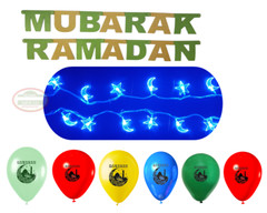 Ramadan decor 44 Pcs string Light + Banner + balloons Ramadan Gift Islamic gifts